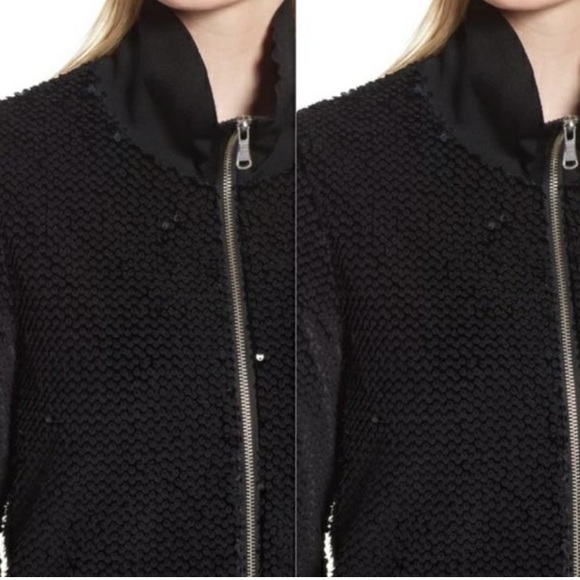 TROUVE Black ALL OVER SEQUINS Bomber Jacket Zipper M - Picture 16 of 16
